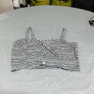 American Rag Navy & White Striped Tie-Front Crop Top